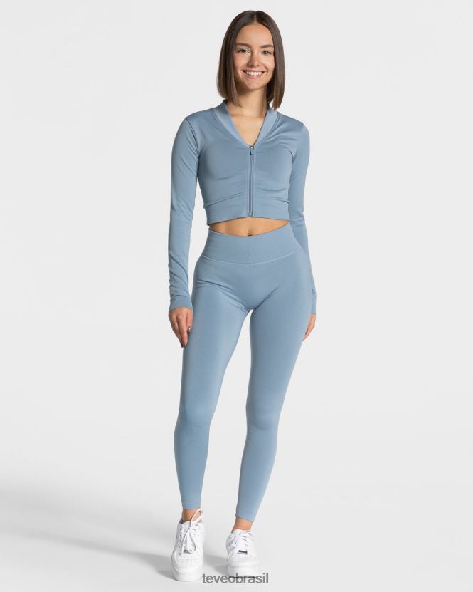 roupas mulheres TEVEO FJ4TZV177 jaqueta com zíper aço azul