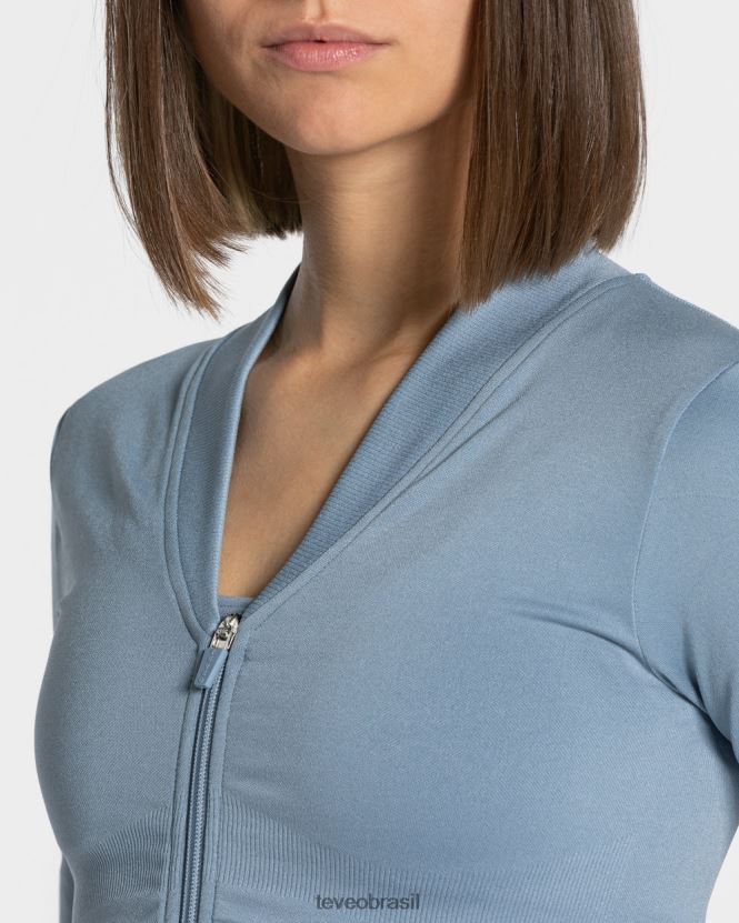 roupas mulheres TEVEO FJ4TZV177 jaqueta com zíper aço azul