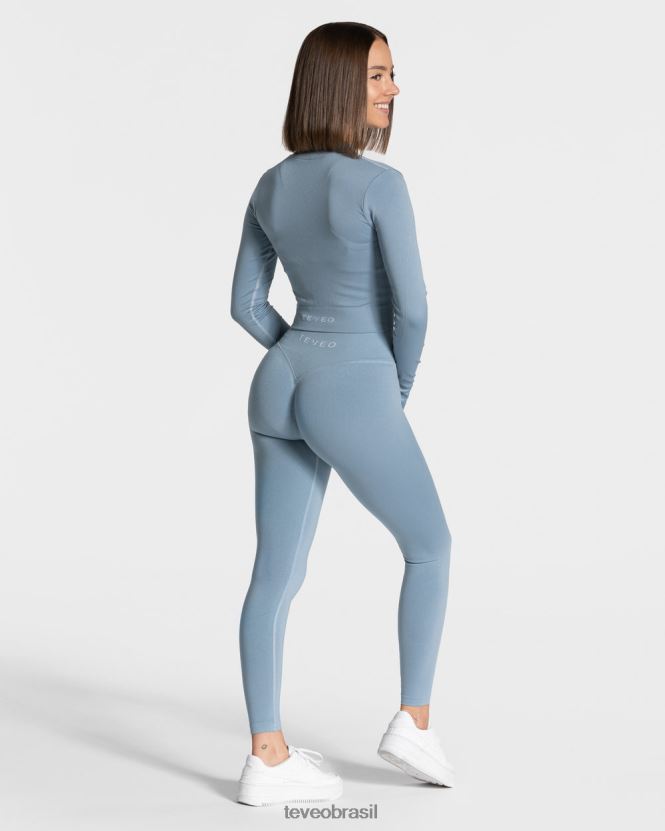 roupas mulheres TEVEO FJ4TZV177 jaqueta com zíper aço azul