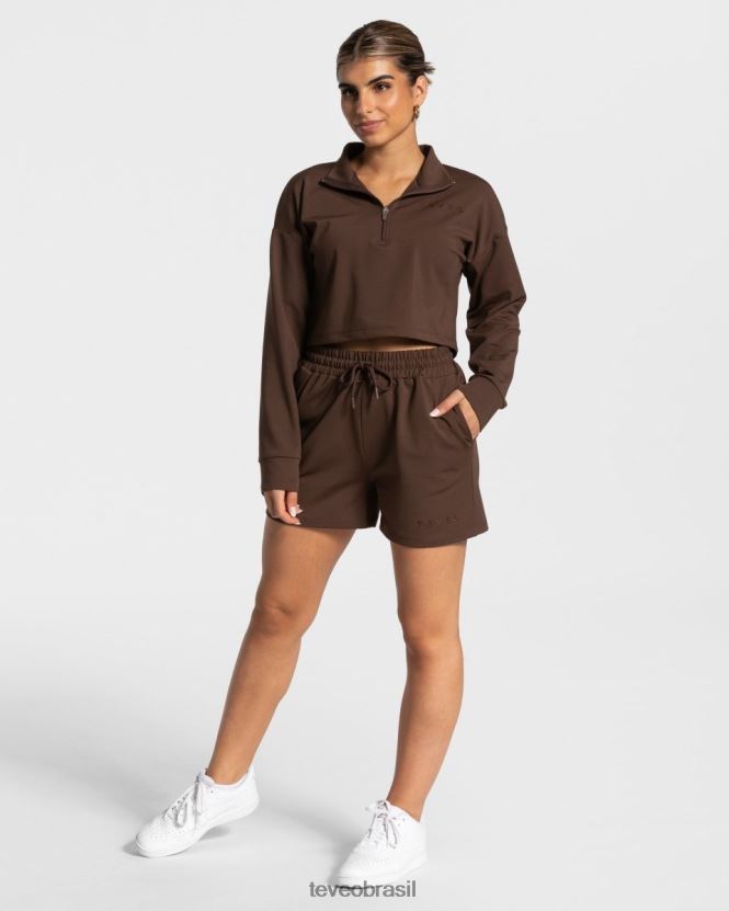 roupas mulheres TEVEO FJ4TZV19 charmoso suéter com zíper marrom