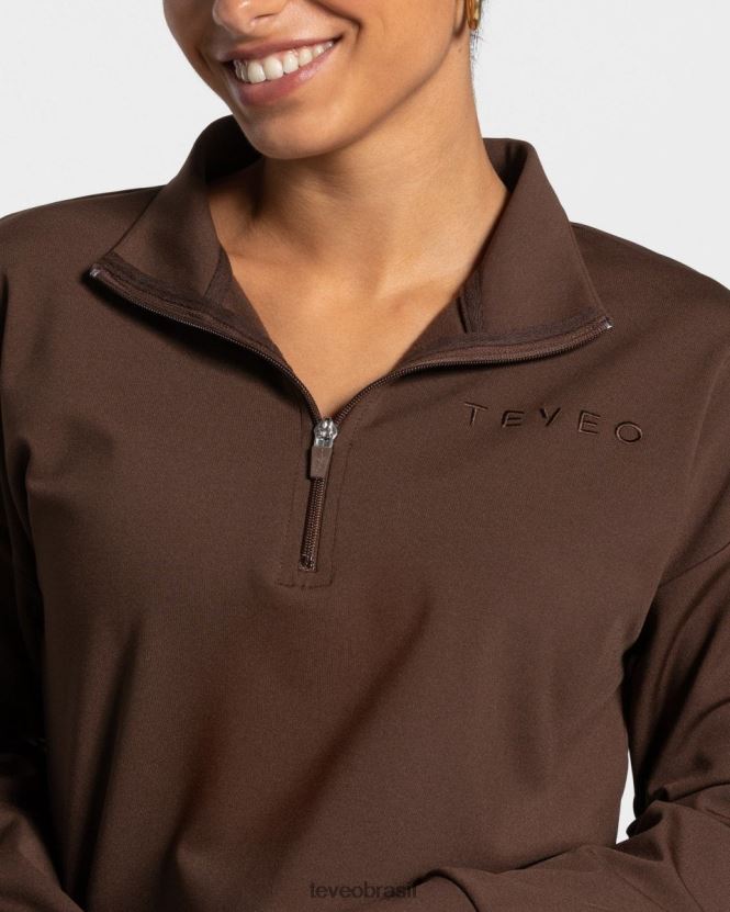 roupas mulheres TEVEO FJ4TZV19 charmoso suéter com zíper marrom