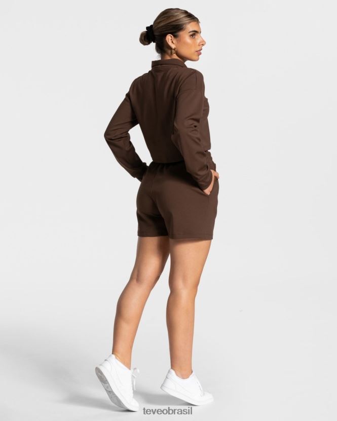 roupas mulheres TEVEO FJ4TZV19 charmoso suéter com zíper marrom