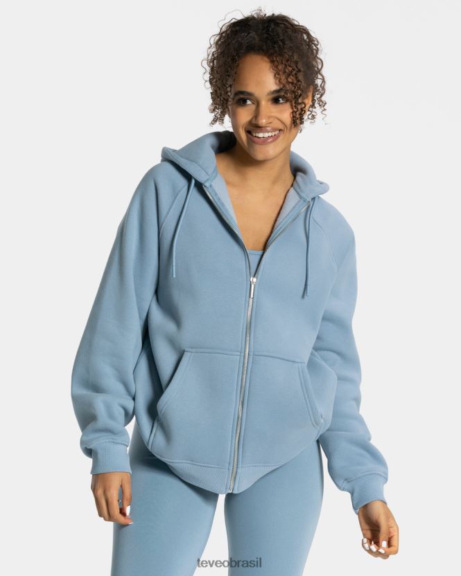roupas mulheres TEVEO FJ4TZV32 declaração jaqueta oversized aço azul