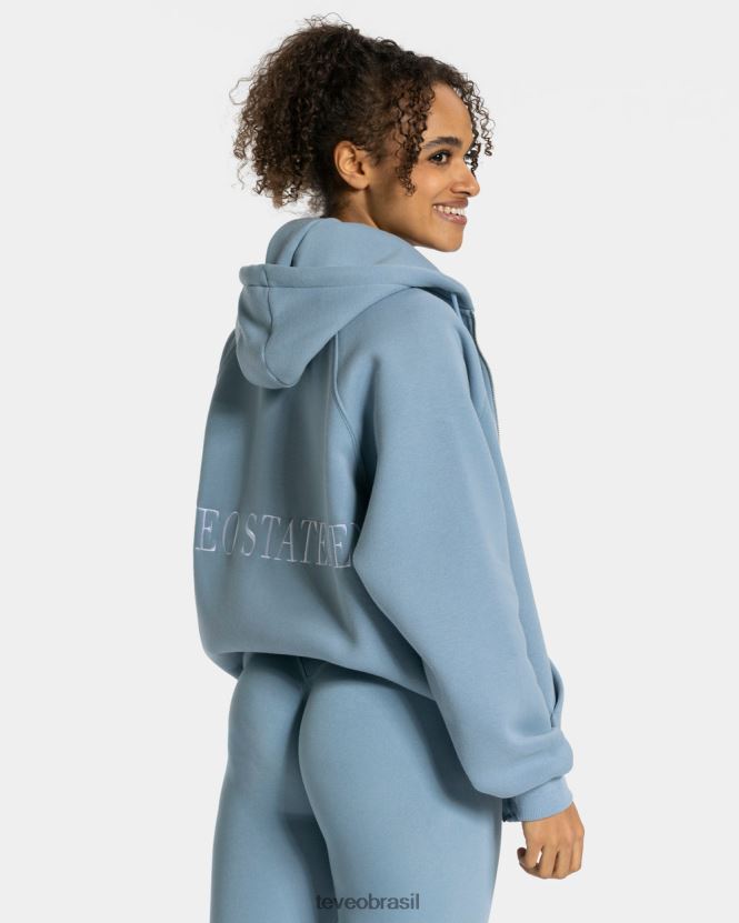 roupas mulheres TEVEO FJ4TZV32 declaração jaqueta oversized aço azul