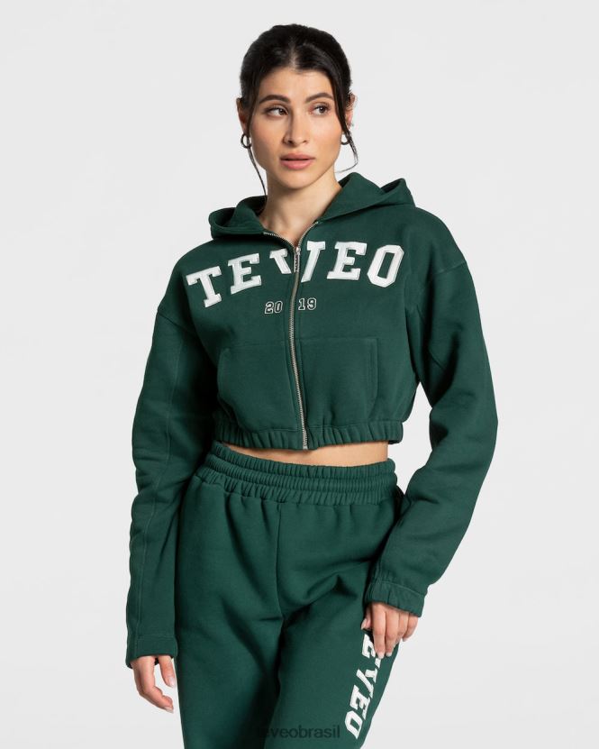 roupas mulheres TEVEO FJ4TZV34 moletom com zíper universitário verde escuro