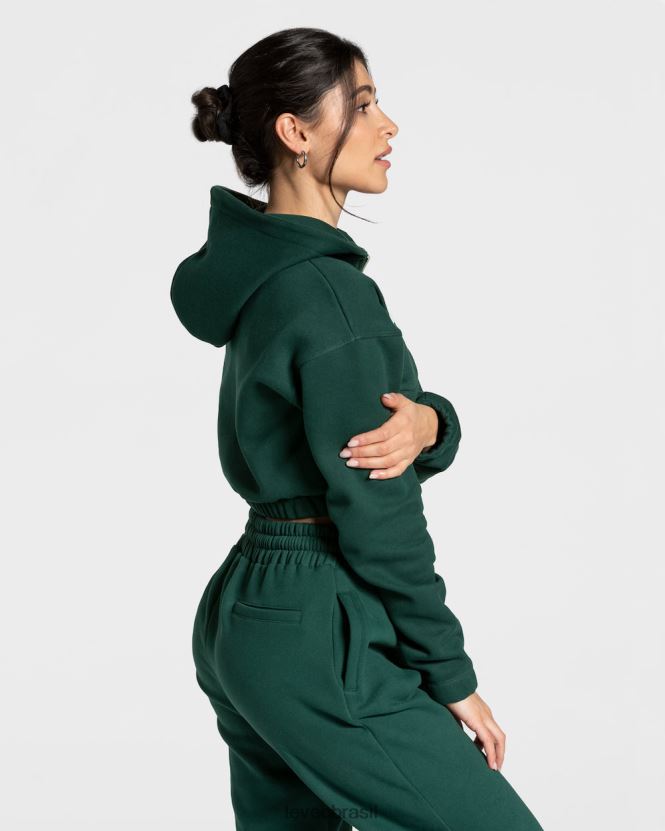 roupas mulheres TEVEO FJ4TZV34 moletom com zíper universitário verde escuro
