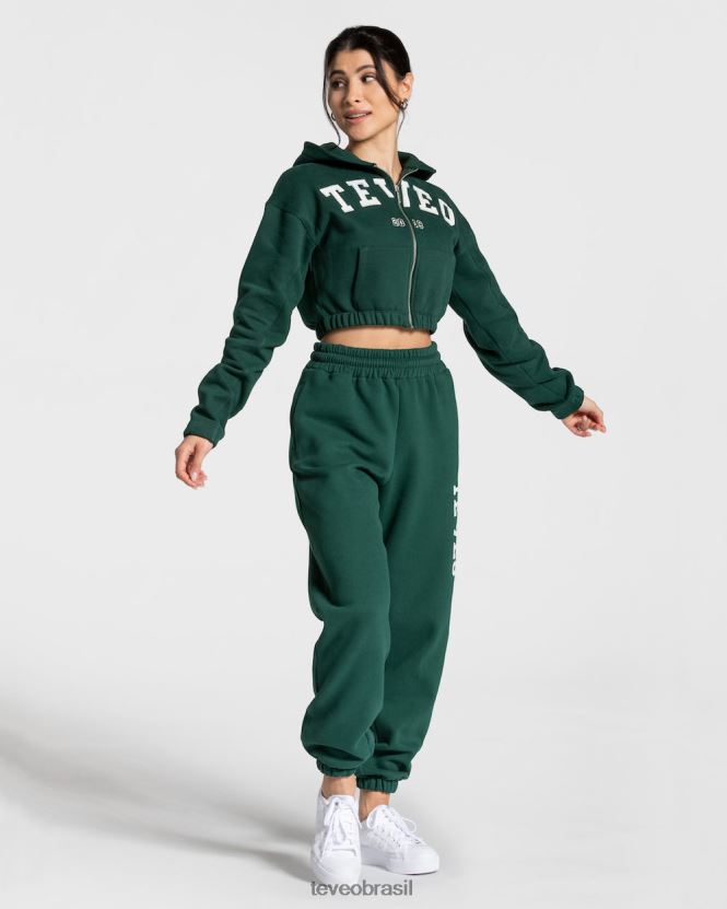 roupas mulheres TEVEO FJ4TZV34 moletom com zíper universitário verde escuro