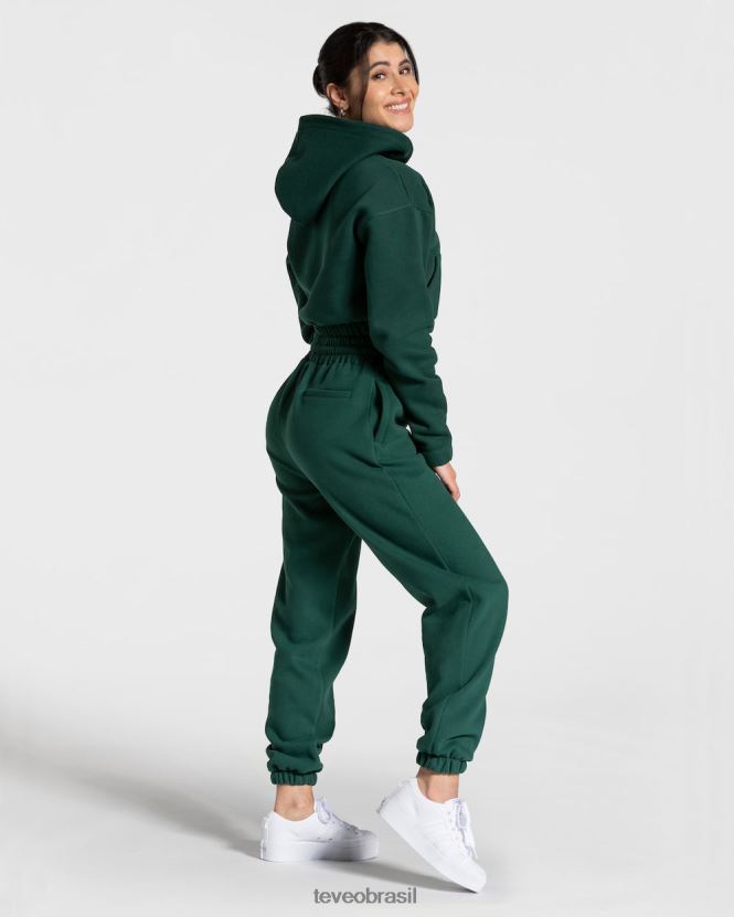 roupas mulheres TEVEO FJ4TZV34 moletom com zíper universitário verde escuro