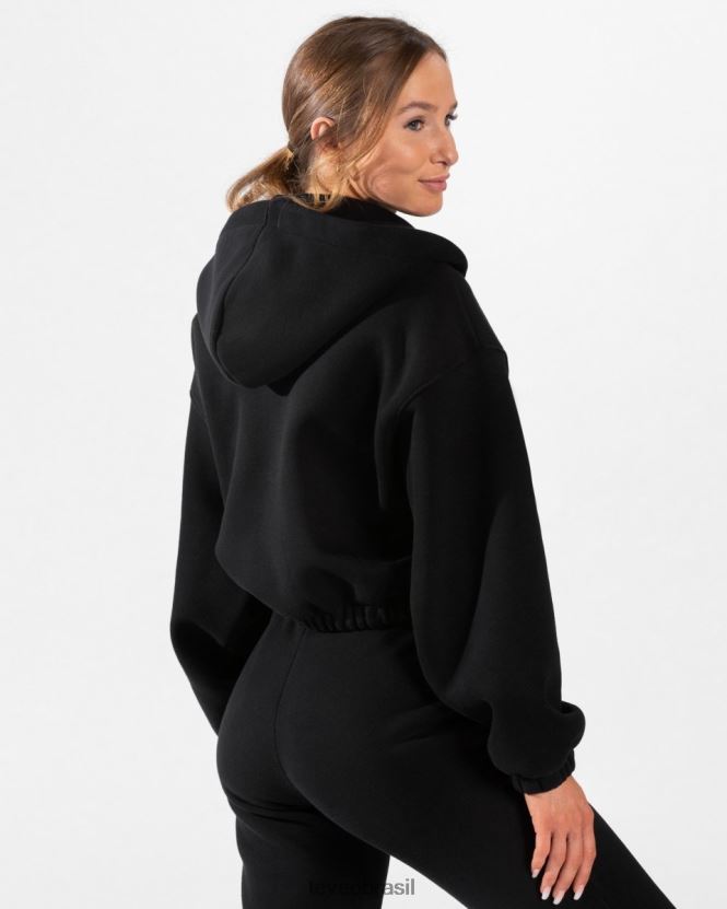 roupas mulheres TEVEO FJ4TZV35 icônico moletom com zíper oversized preto