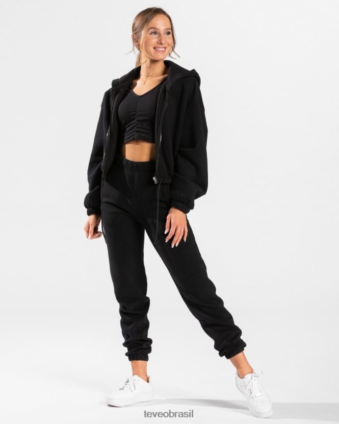 roupas mulheres TEVEO FJ4TZV35 icônico moletom com zíper oversized preto