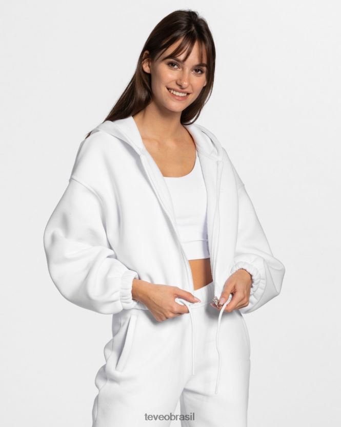roupas mulheres TEVEO FJ4TZV36 icônico moletom com zíper oversized branco