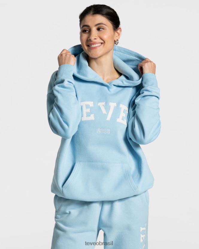 roupas mulheres TEVEO FJ4TZV37 moletom com capuz grande para faculdade bebê azul