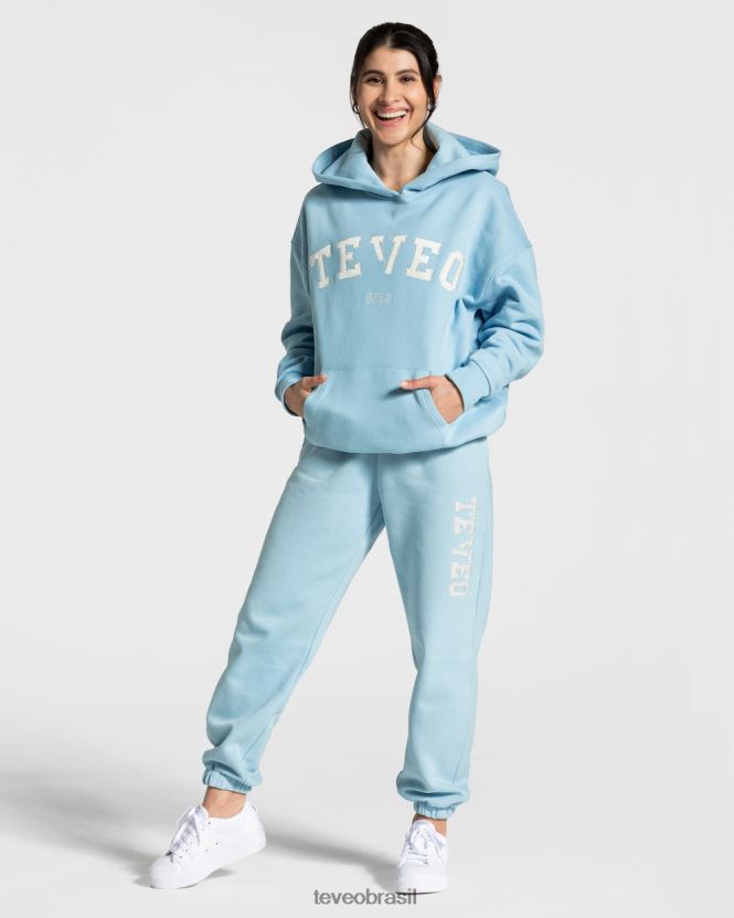 roupas mulheres TEVEO FJ4TZV37 moletom com capuz grande para faculdade bebê azul