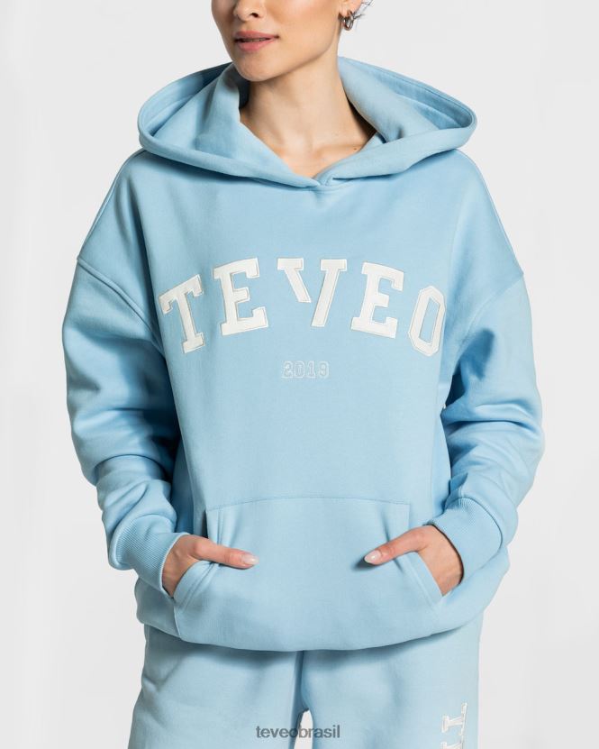 roupas mulheres TEVEO FJ4TZV37 moletom com capuz grande para faculdade bebê azul