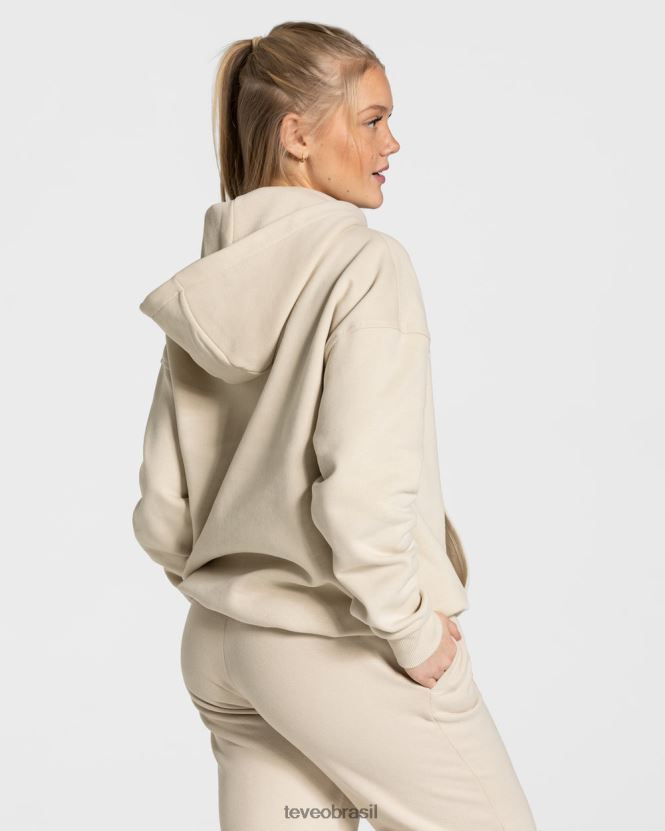 roupas mulheres TEVEO FJ4TZV38 moletom com capuz grande para faculdade bege