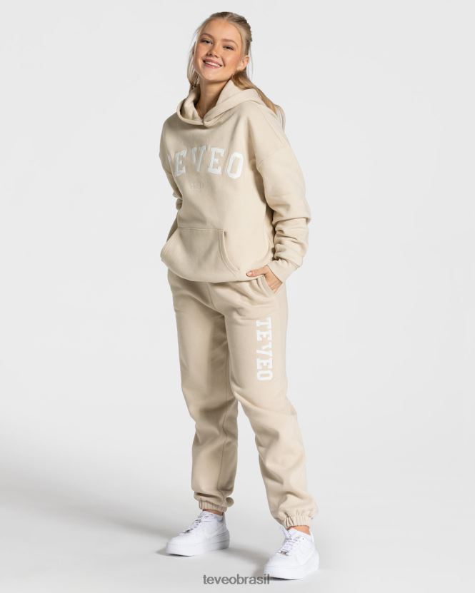 roupas mulheres TEVEO FJ4TZV38 moletom com capuz grande para faculdade bege