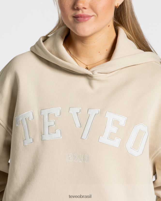 roupas mulheres TEVEO FJ4TZV38 moletom com capuz grande para faculdade bege