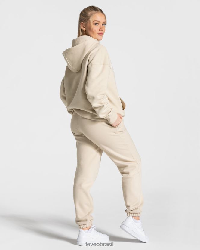 roupas mulheres TEVEO FJ4TZV38 moletom com capuz grande para faculdade bege