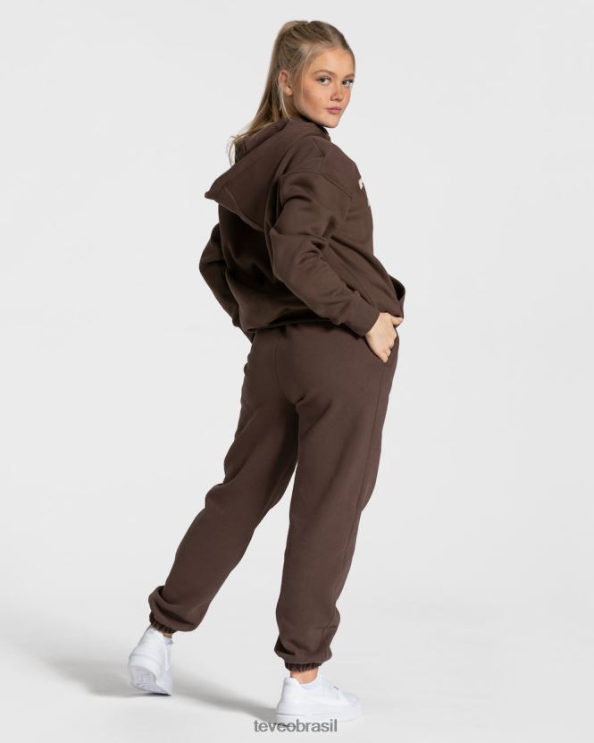 roupas mulheres TEVEO FJ4TZV39 moletom com capuz grande para faculdade marrom escuro