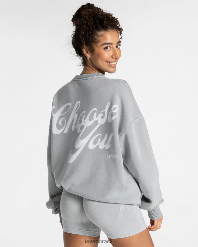 roupas mulheres TEVEO FJ4TZV3 suéter oversized ácido cinza claro
