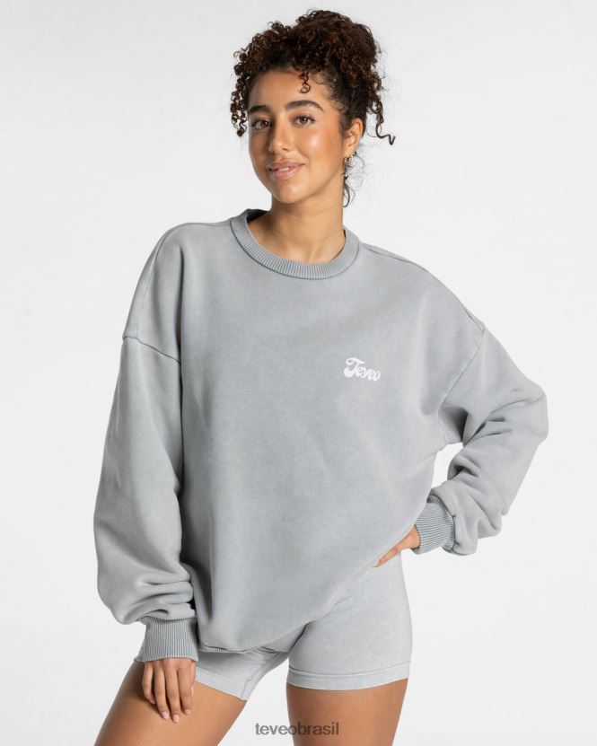roupas mulheres TEVEO FJ4TZV3 suéter oversized ácido cinza claro