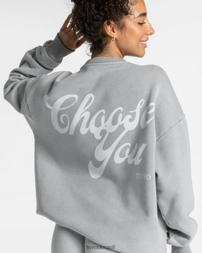 roupas mulheres TEVEO FJ4TZV3 suéter oversized ácido cinza claro