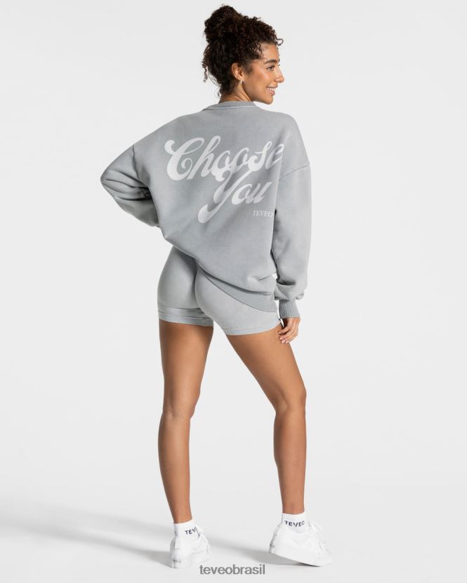 roupas mulheres TEVEO FJ4TZV3 suéter oversized ácido cinza claro