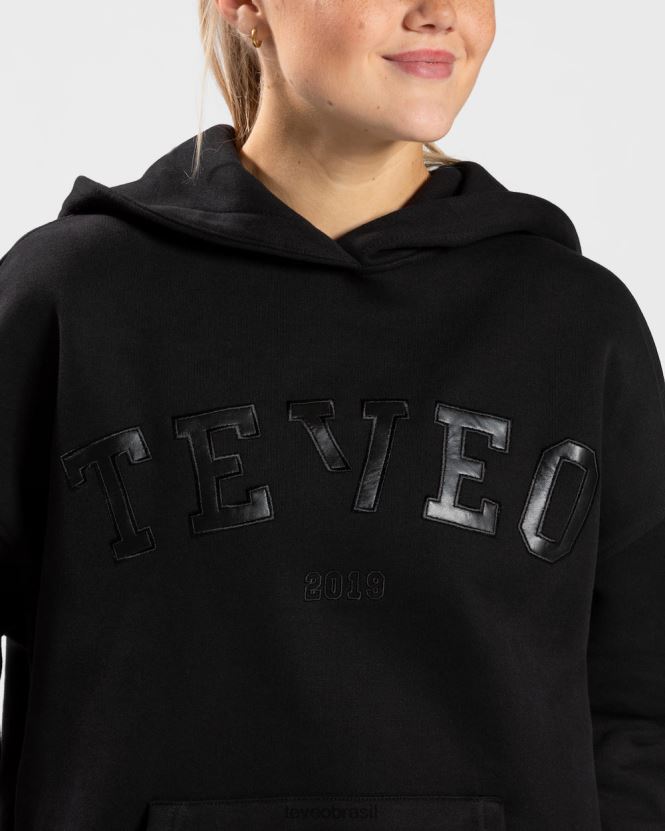 roupas mulheres TEVEO FJ4TZV40 moletom com capuz grande para faculdade preto