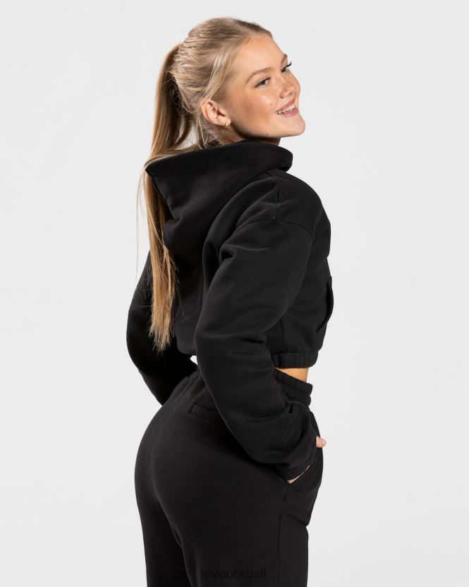 roupas mulheres TEVEO FJ4TZV41 moletom com zíper universitário preto