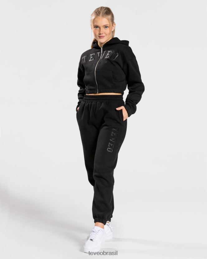 roupas mulheres TEVEO FJ4TZV41 moletom com zíper universitário preto