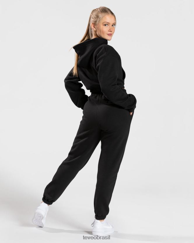 roupas mulheres TEVEO FJ4TZV41 moletom com zíper universitário preto