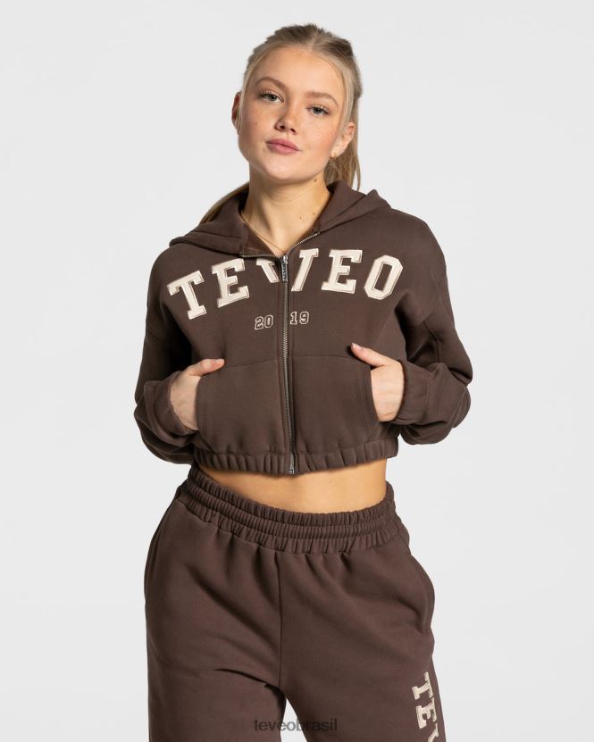roupas mulheres TEVEO FJ4TZV42 moletom com zíper universitário marrom escuro