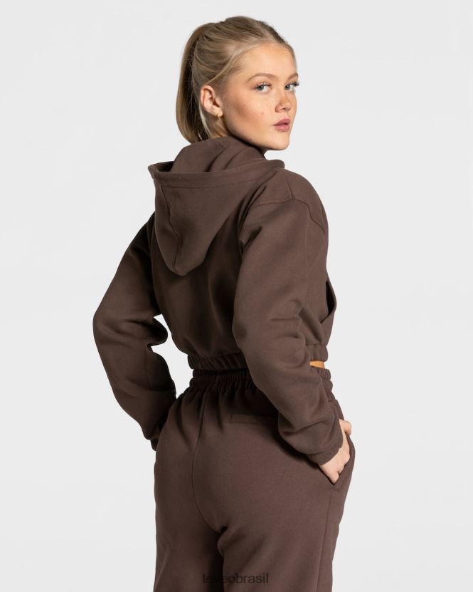 roupas mulheres TEVEO FJ4TZV42 moletom com zíper universitário marrom escuro