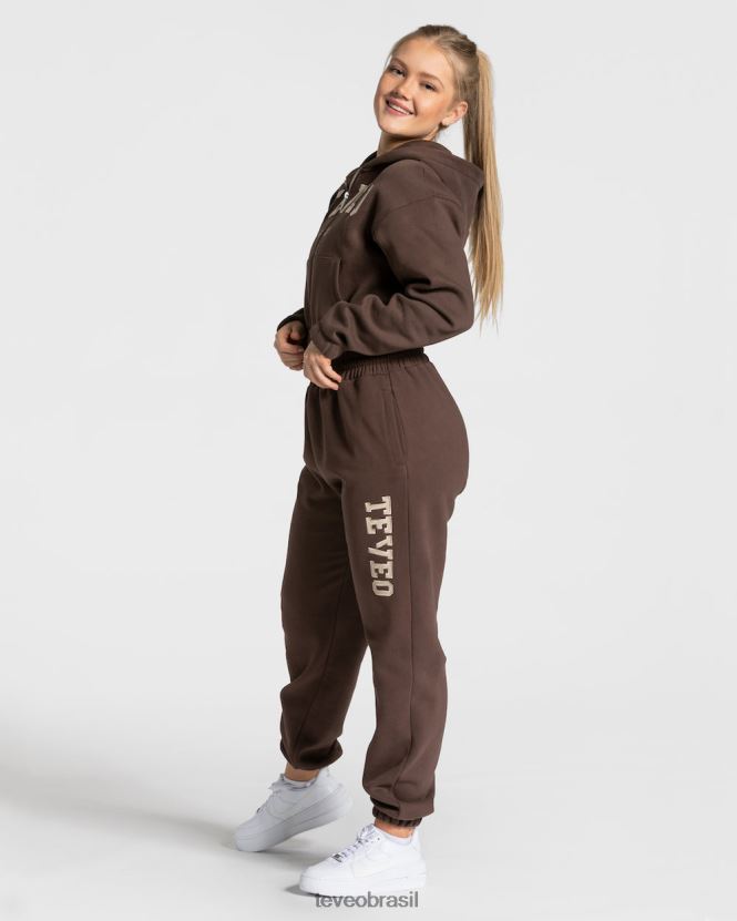 roupas mulheres TEVEO FJ4TZV42 moletom com zíper universitário marrom escuro