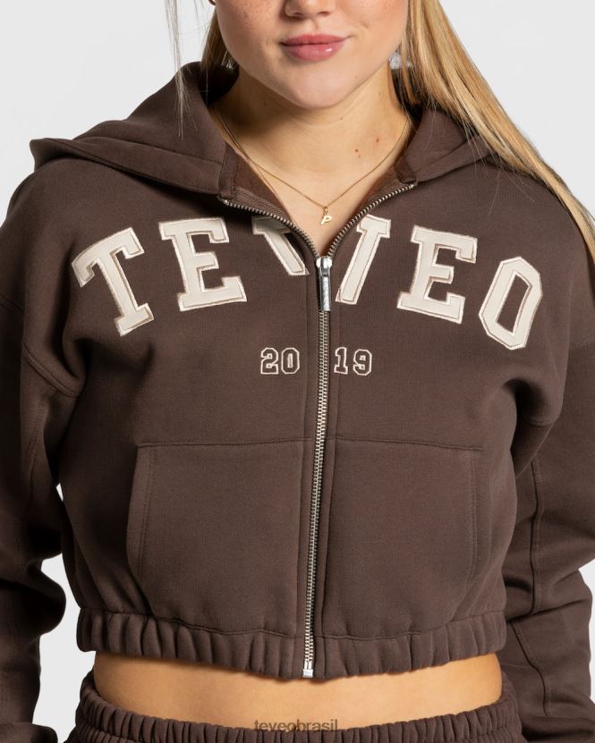 roupas mulheres TEVEO FJ4TZV42 moletom com zíper universitário marrom escuro