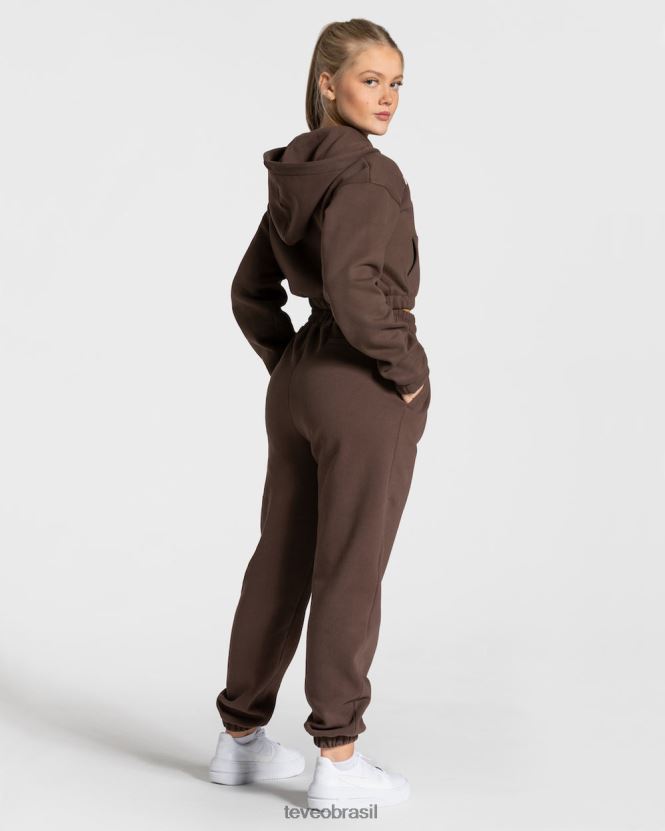 roupas mulheres TEVEO FJ4TZV42 moletom com zíper universitário marrom escuro