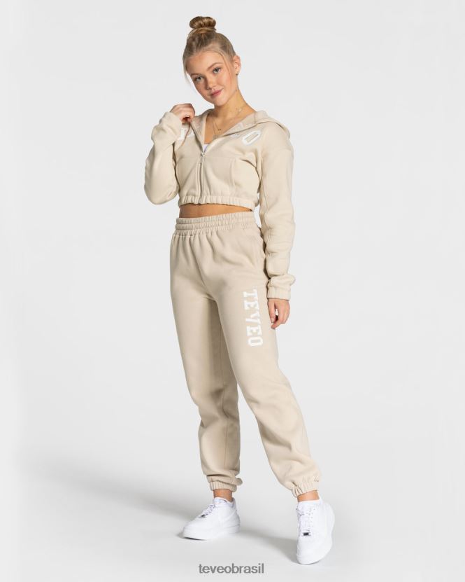 roupas mulheres TEVEO FJ4TZV43 moletom com zíper universitário bege