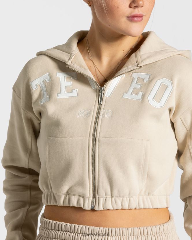 roupas mulheres TEVEO FJ4TZV43 moletom com zíper universitário bege