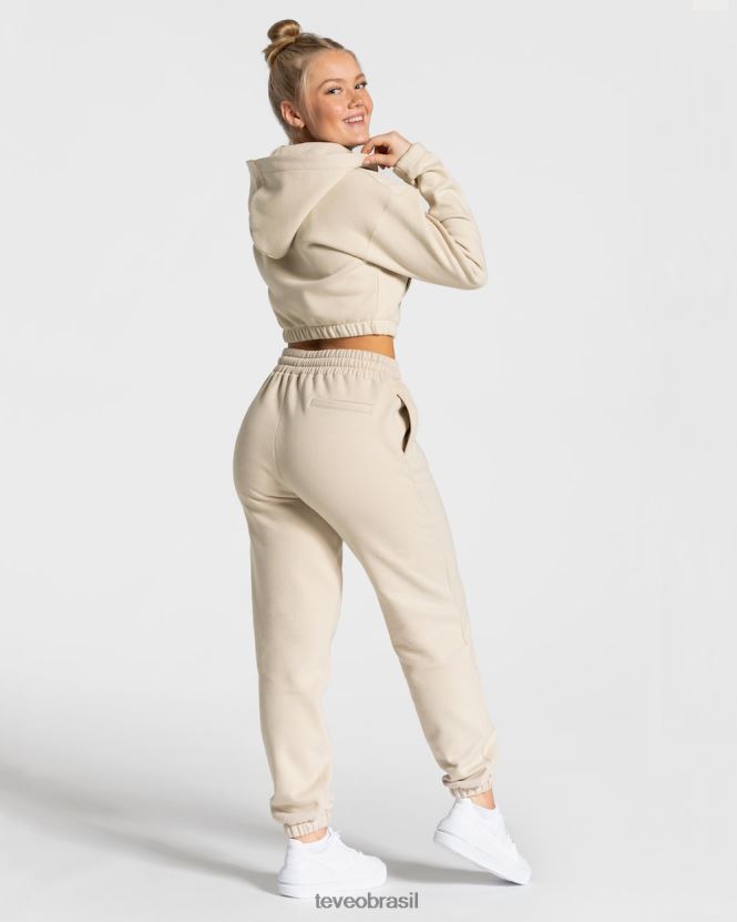 roupas mulheres TEVEO FJ4TZV43 moletom com zíper universitário bege