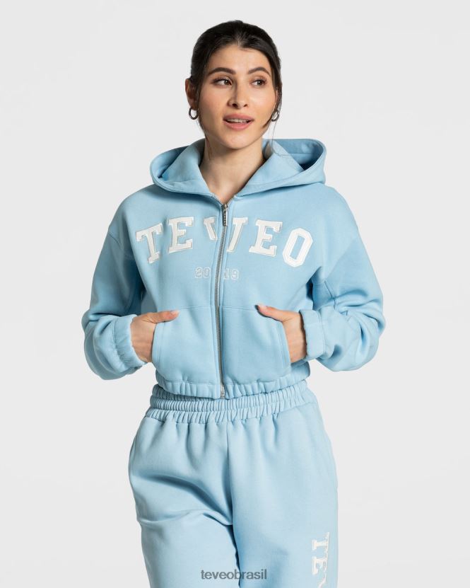 roupas mulheres TEVEO FJ4TZV44 moletom com zíper universitário bebê azul