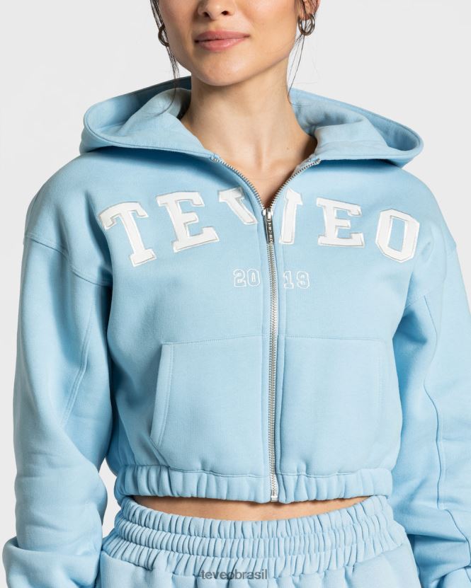 roupas mulheres TEVEO FJ4TZV44 moletom com zíper universitário bebê azul