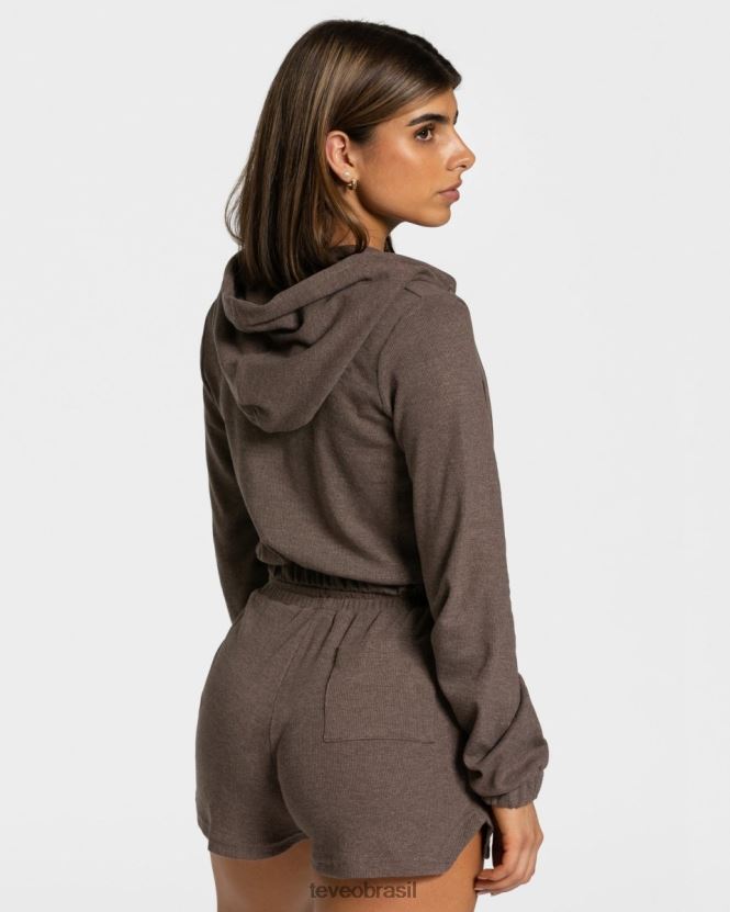 roupas mulheres TEVEO FJ4TZV45 moletom com zíper lounge marrom escuro