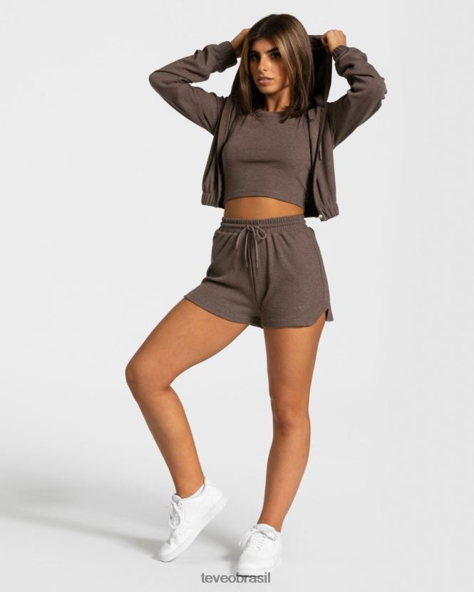 roupas mulheres TEVEO FJ4TZV45 moletom com zíper lounge marrom escuro