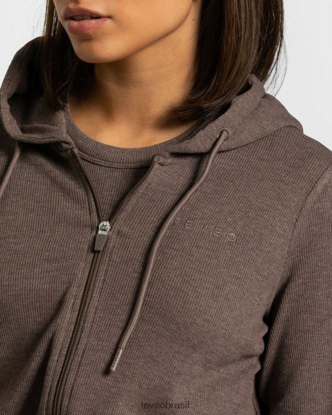 roupas mulheres TEVEO FJ4TZV45 moletom com zíper lounge marrom escuro