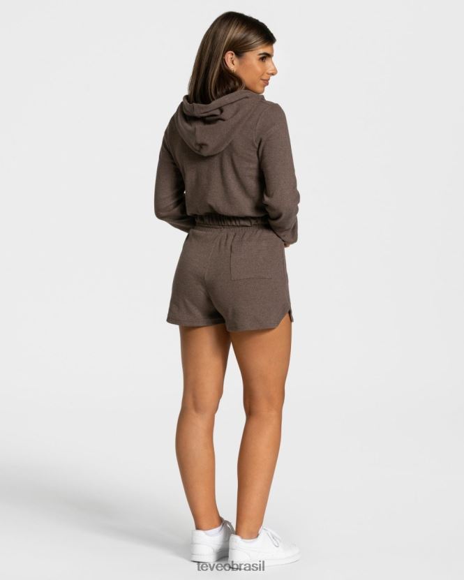 roupas mulheres TEVEO FJ4TZV45 moletom com zíper lounge marrom escuro