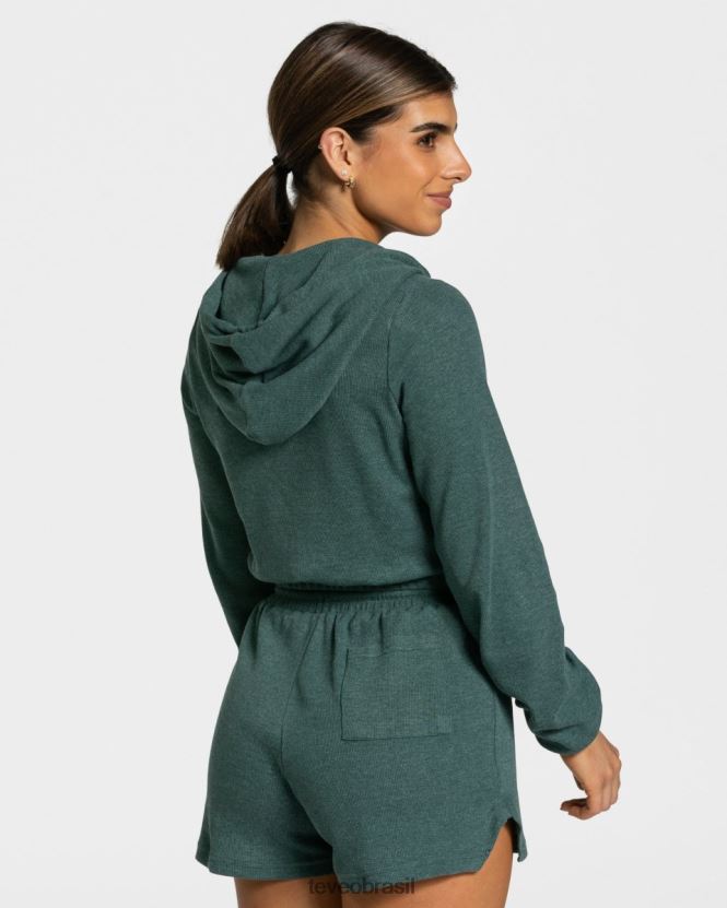 roupas mulheres TEVEO FJ4TZV47 moletom com zíper lounge verde escuro
