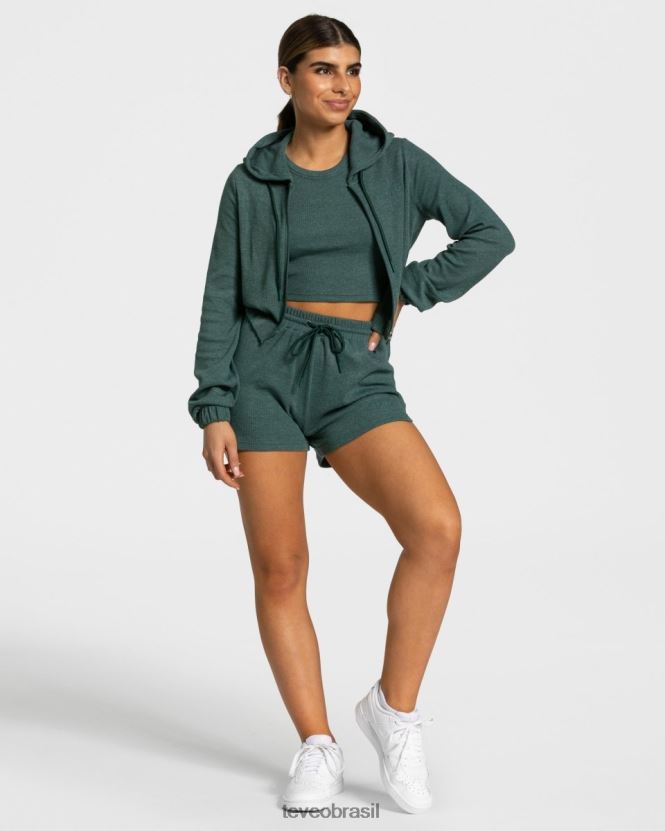 roupas mulheres TEVEO FJ4TZV47 moletom com zíper lounge verde escuro