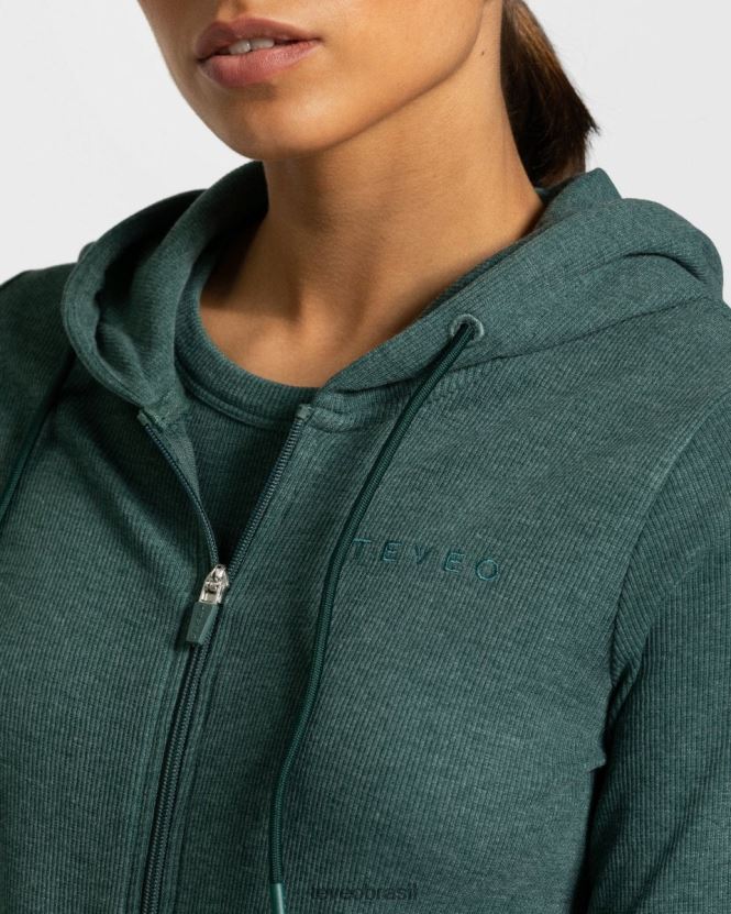 roupas mulheres TEVEO FJ4TZV47 moletom com zíper lounge verde escuro