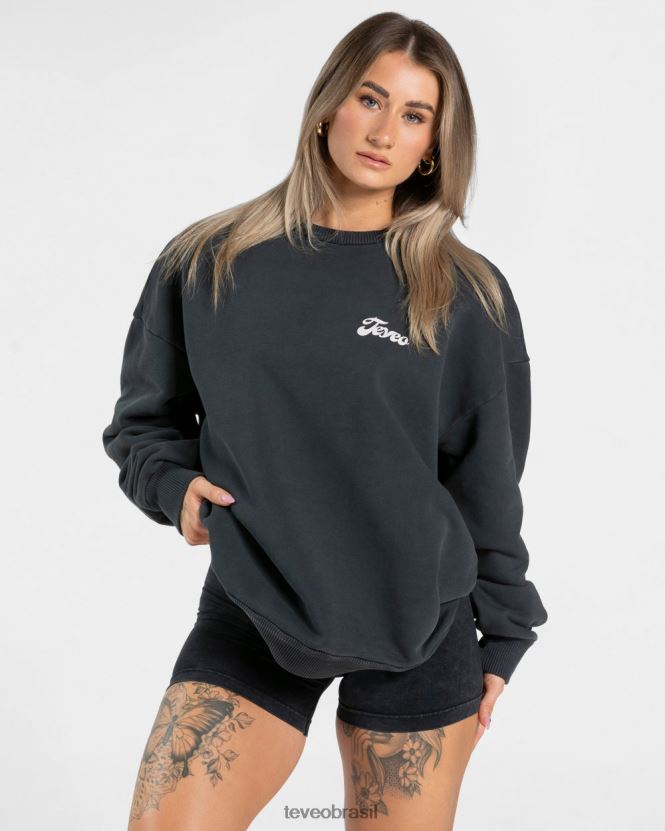 roupas mulheres TEVEO FJ4TZV5 suéter oversized ácido preto