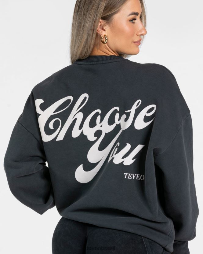 roupas mulheres TEVEO FJ4TZV5 suéter oversized ácido preto